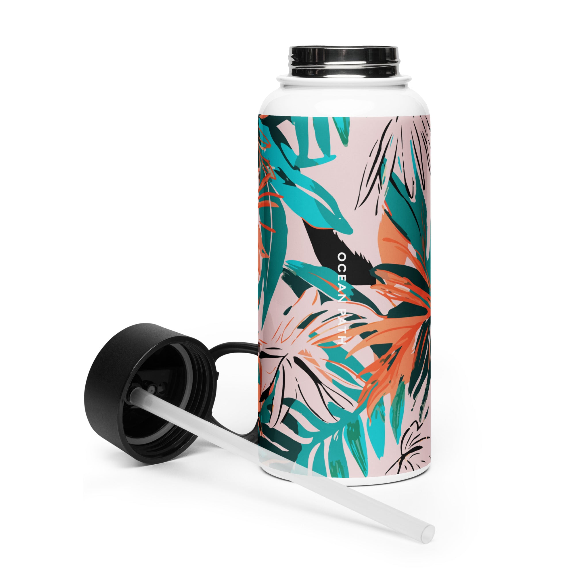 Jungle : Stainless Steel Water Bottle with a Straw Lid