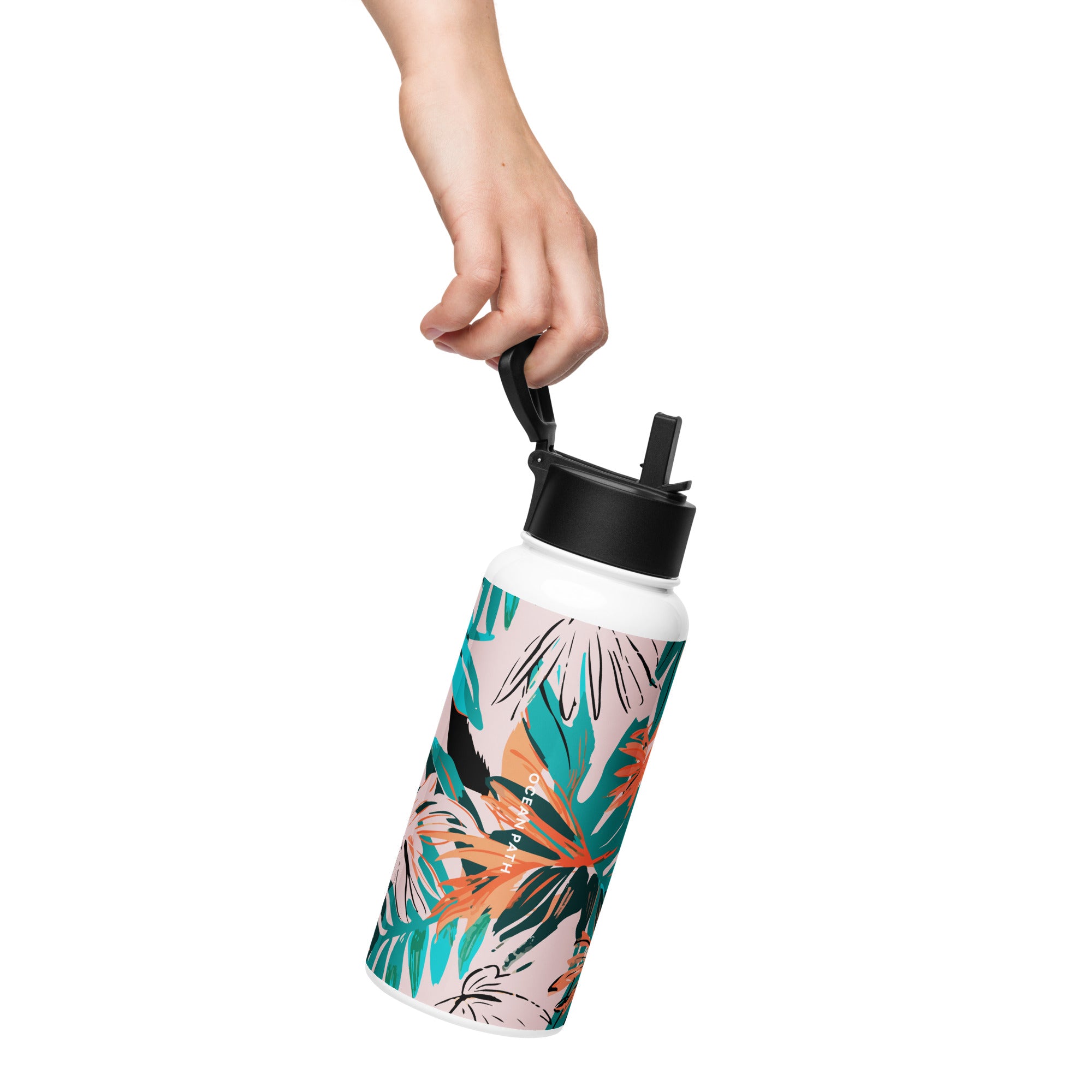 Jungle : Stainless Steel Water Bottle with a Straw Lid